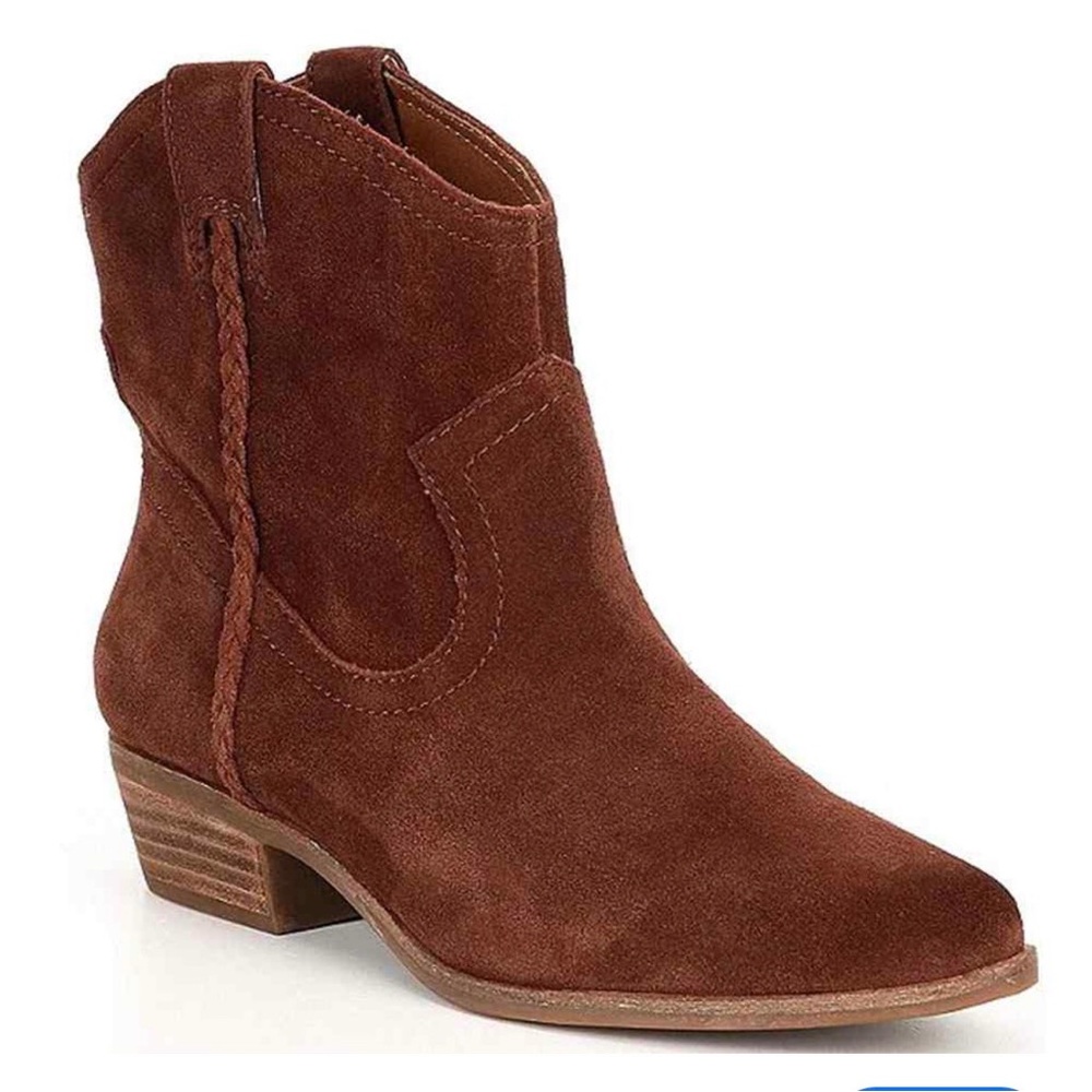 Lucky Brand Brown Suede Cowboy Ankle Boots
